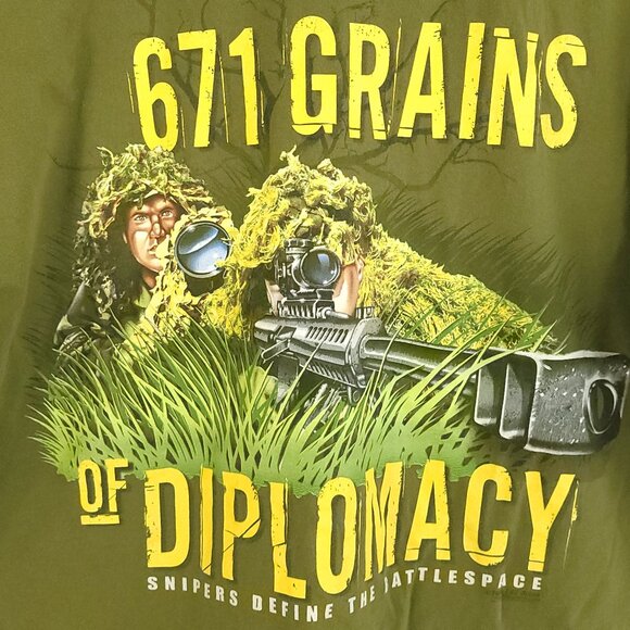 671 Grains Graphic T-Shirt Men's XL Olive Green 7.62 Design Military - Picture 9 of 11